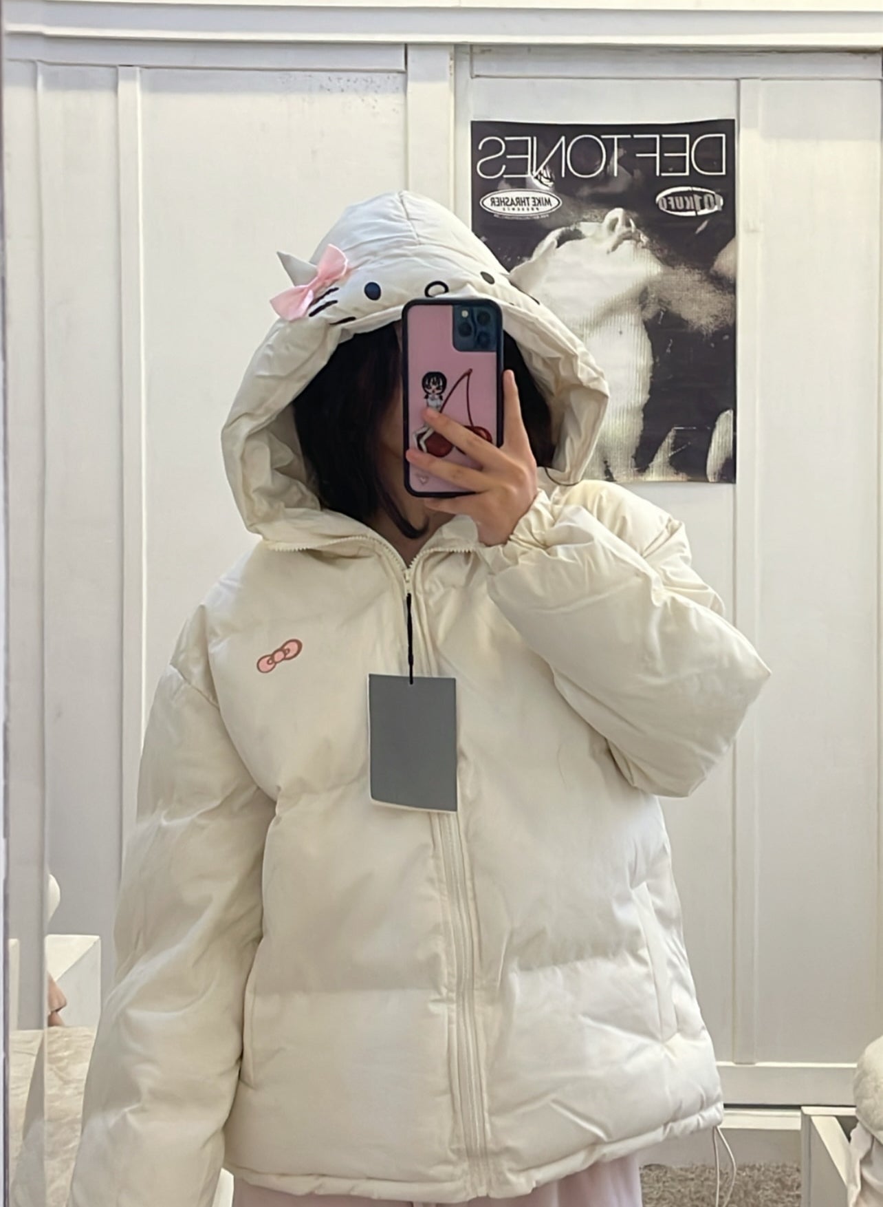 hello kitty white puffer jacket