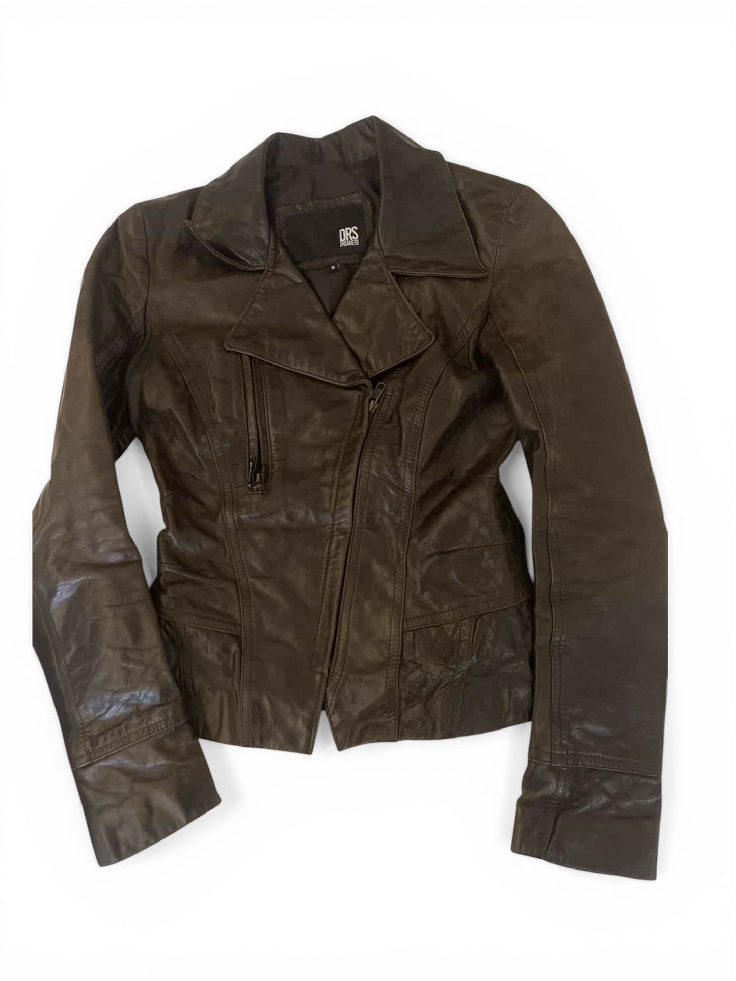 dark brown leather jacket- size xs