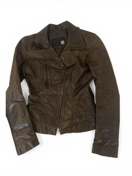dark brown leather jacket- size xs