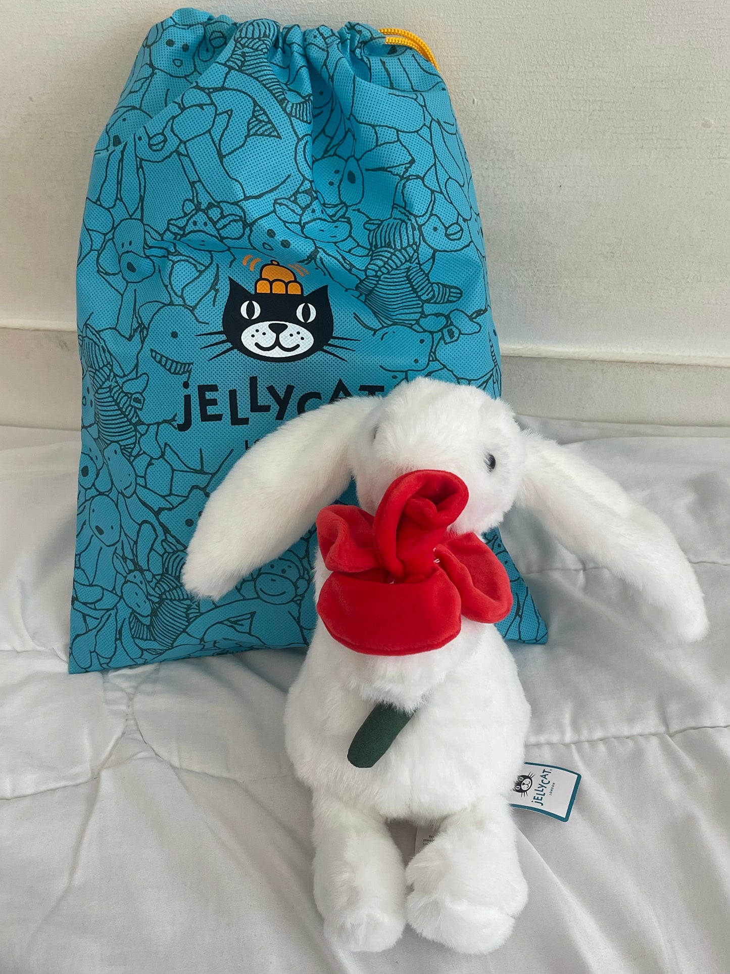 bunny with rose jellycat