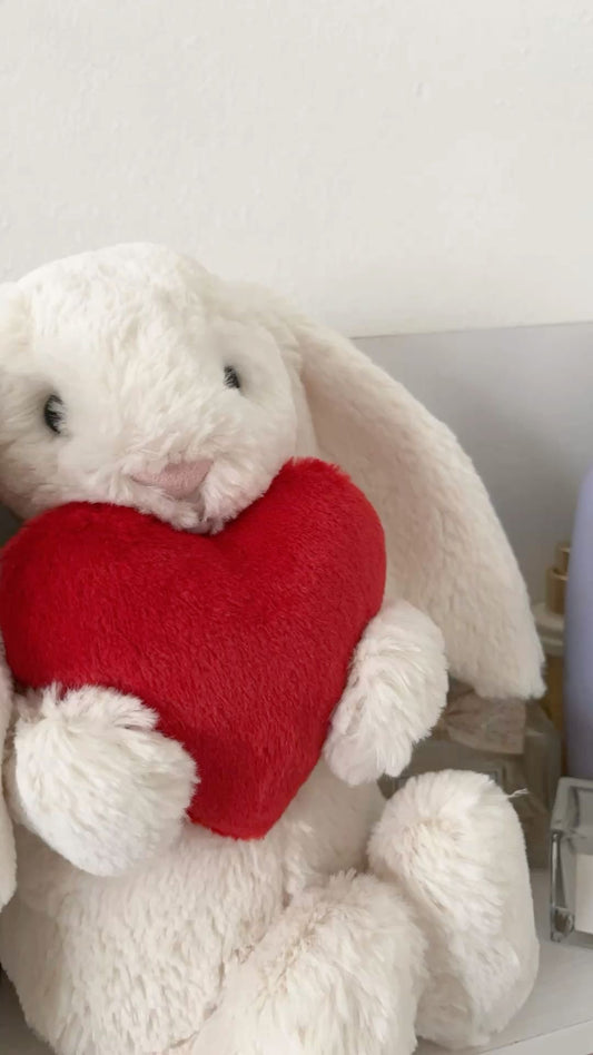 bashful bunny with heart jellycat