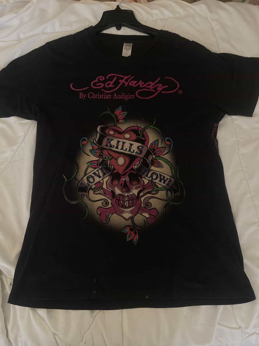 black ed hardy tee