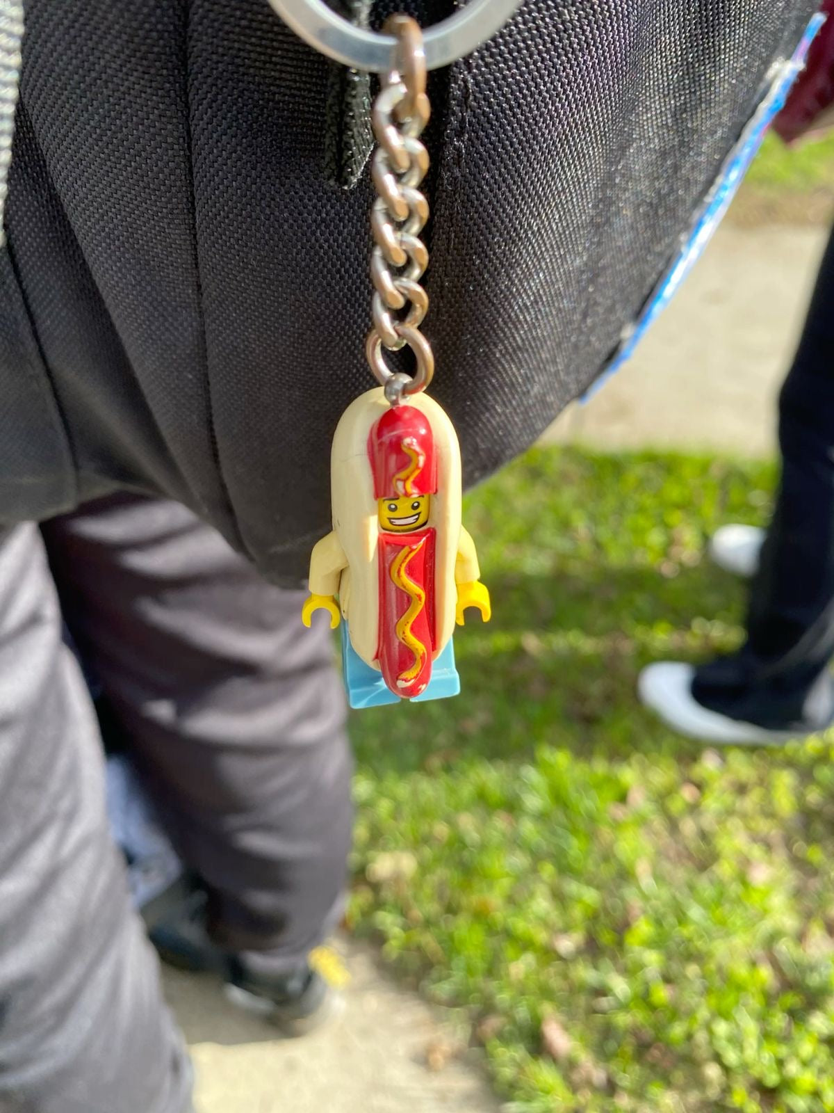 hotdog lego keychain